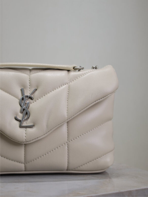 img_f8c0bdc9_20241228_i1735371981503_4772_0_2_jpg YSL 25S LOULOU PUFFER MINI 23 IN SMOKEY TAUPE CALFSKIN SILVER HARDWRE