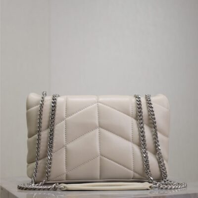img_f8c0bdc9_20241228_i1735371981708_4476_0_5_jpg YSL 25S LOULOU PUFFER MINI 23 IN SMOKEY TAUPE CALFSKIN SILVER HARDWRE