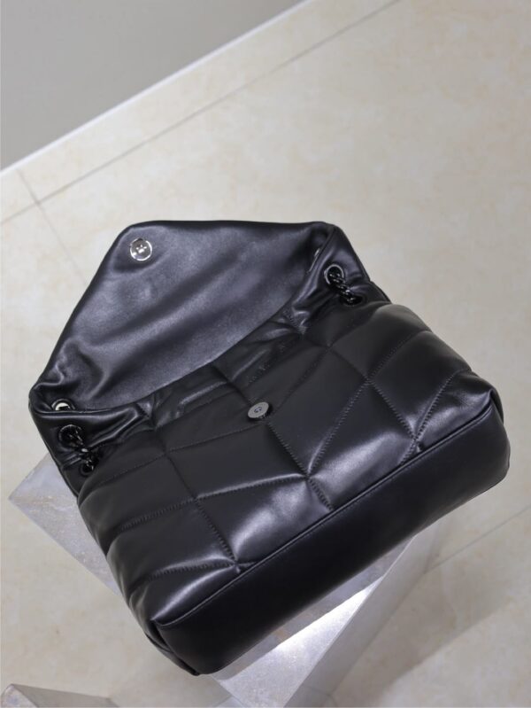 YSL 25S LOULOU PUFFER GM 35 IN BLACK CALFSKIN BLACK HARDWARE