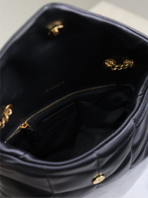 YSL 25S LOULOU PUFFER MINI 23 IN BLACK CALFSKIN GOLD HARDWRE