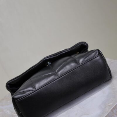 YSL 25S LOULOU PUFFER MINI 23 IN BLACK CALFSKIN GOLD HARDWARE