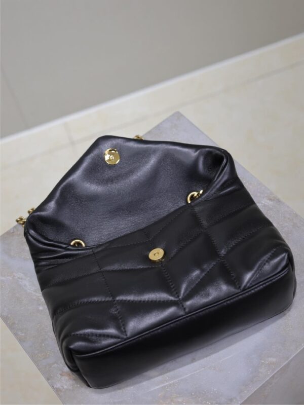 YSL 25S LOULOU PUFFER MINI 23 IN BLACK CALFSKIN GOLD HARDWRE