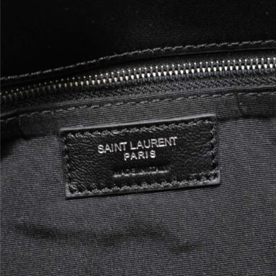 YSL 25S LOULOU PUFFER GM 35 IN BLACK CALFSKIN SILVER HARDWARE