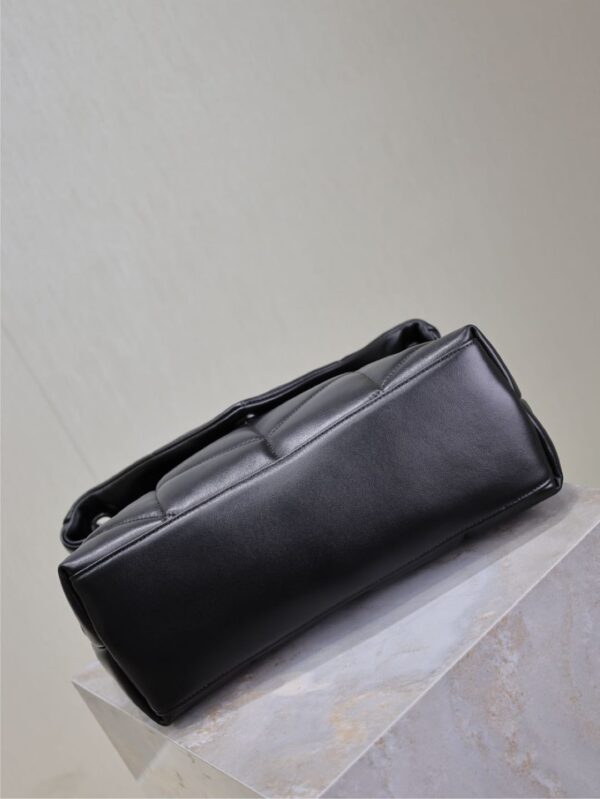 YSL 25S LOULOU PUFFER GM 35 IN BLACK CALFSKIN SILVER HARDWARE