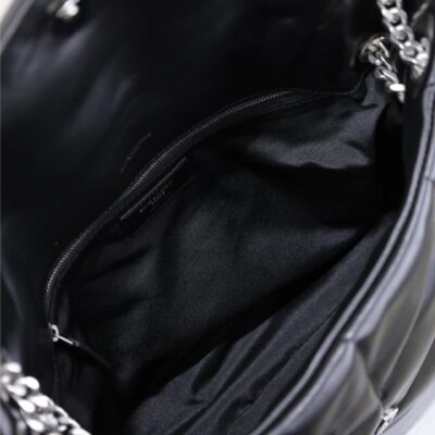YSL 25S LOULOU PUFFER GM 35 IN BLACK CALFSKIN SILVER HARDWARE