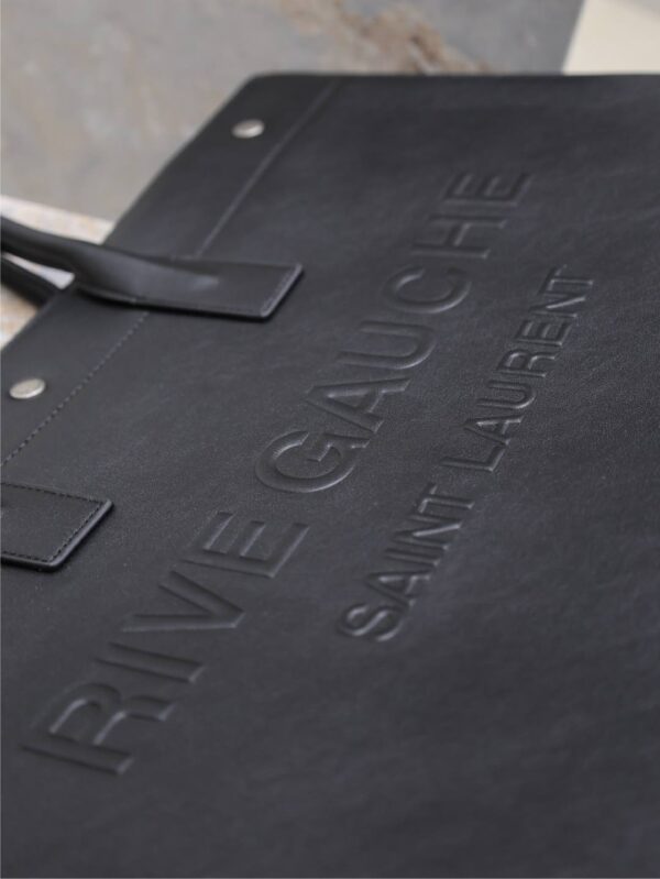 YSL 25S RIVE GAUCHE LARGE TOTE BAG 48 IN BLACK CALFSKIN
