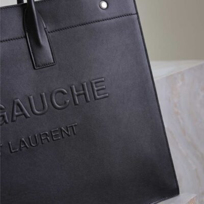 YSL 25S RIVE GAUCHE LARGE TOTE BAG 48 IN BLACK CALFSKIN