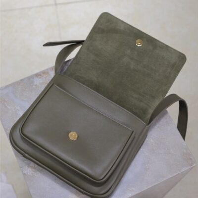 YSL 25S NIKI BABY 22 IN DARK OLIVE BROWN CALFSKIN GOLD HARDWARE