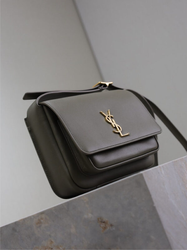 YSL 25S NIKI BABY 22 IN DARK OLIVE BROWN CALFSKIN GOLD HARDWARE