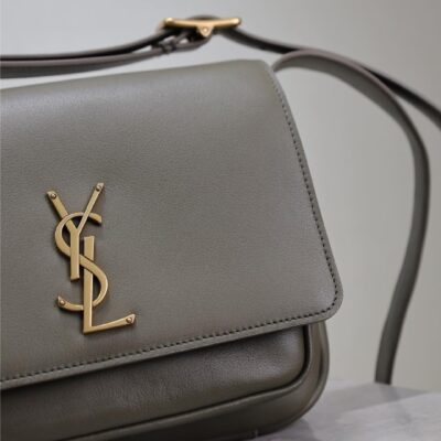 YSL 25S NIKI BABY 22 IN DARK OLIVE BROWN CALFSKIN GOLD HARDWARE