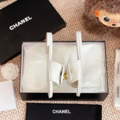 Chanel Quilted CC Turnlock Flat Mules in Lambskin