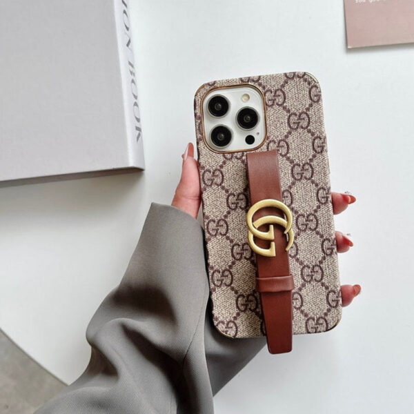 lv07-016 GG iPhone Case With Holder Brown