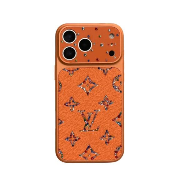 orange_phone_case_1 Luxury LV Rhinestones Glitter Phone Case For iPhone 14-18 Pro & Pro Max